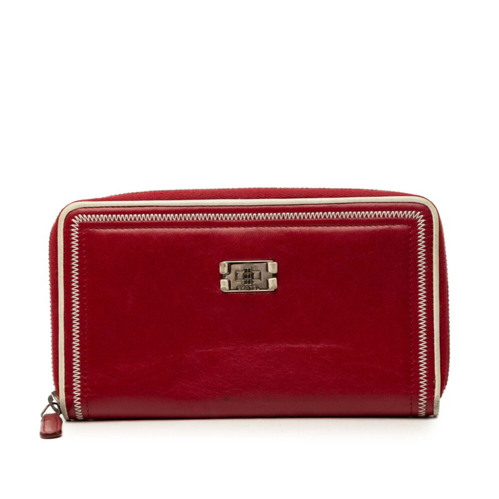 Chanel 2.55 Round Zipper Long Wallet, Red Leather, Women's CHANEL